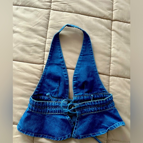 New Without Tags Jean Halter Tie Top - Picture 2 of 2